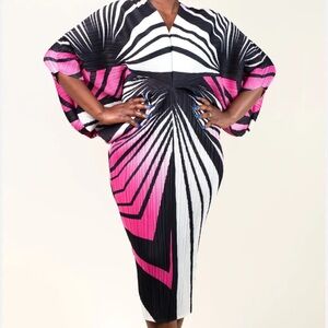 Kate Hewko Black White and Pink Geometric Dress